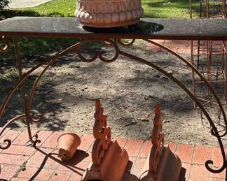Iron Console Table, Terra Cotta Roof Tiles