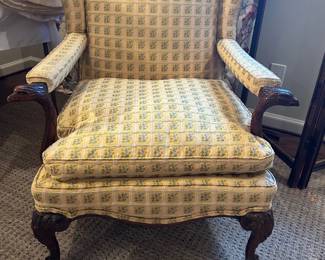 Upholstered Chair Carved Eagle heads