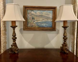 Pair of French Style Altar Candlestick Lamps