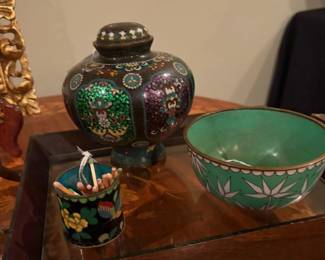 Cloisonne Incense Burner, Match holder, bowl