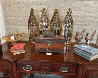 Carved Box,Antique Books, Art Glass