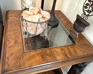 Accent Table with Glass Inset