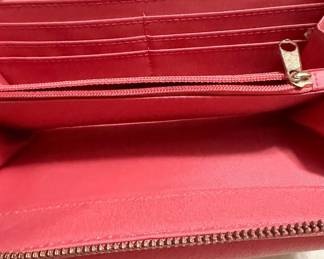 Pink Trifold Wallet with Metal Bar Detail