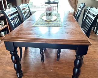 Farmhouse Style Dining Table and Spindle Back Chairs