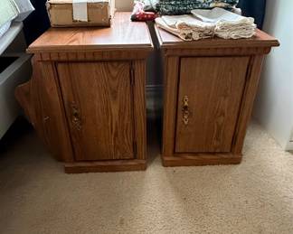 Vintage Oak Nightstands with Single Door