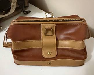 Vintage Two-Tone Leather Doctor's Bag Toiletry Bag