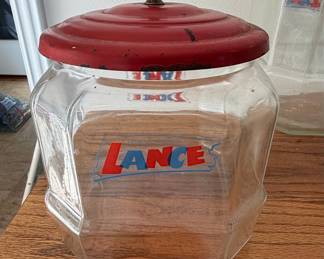 Vintage Lance Cracker Jar with Red Metal Lid