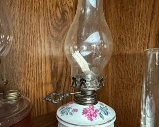 Vintage Rose Floral Porcelain Oil Lamp