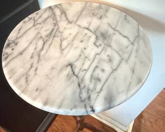 Vintage Marble Top Pedestal Plant Stand