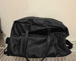 Black Faux Leather Duffle Bag