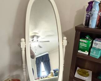 Vintage Oval Queen Anne Style Cheval Mirror
