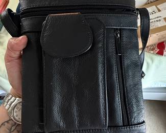 Vintage Steeltime Black Leather Crossbody Bag