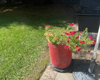 Vintage Red Glazed Ceramic Garden Planter