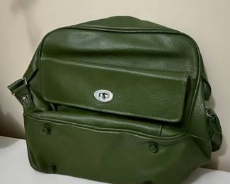 Vintage Green Vinyl Carry-On Travel Bag