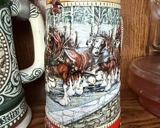 Vintage 1988 Budweiser Clydesdales Holiday Stein