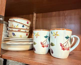 Longaberger "Berry" Pattern Stoneware Mugs
