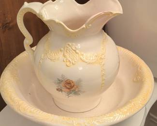 Vintage Arnel's Wash Basin and Pitcher Set with Rose Decal