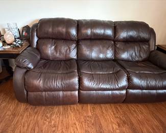 Brown Leather Double Reclining Sofa
