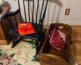 Vtg Wooden Rocking Chair 