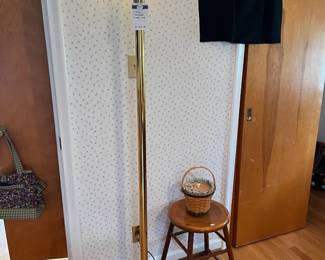 Floor Lamp, Wooden Stool 