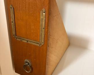 Oak magazine or file holder, side view