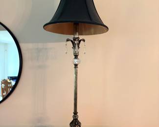 Bronze finish floor lamp with black bell shade