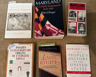 Maryland and American history books including A People's History of the United States