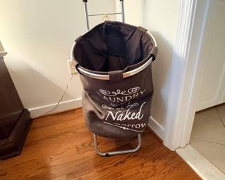 Rolling collapsible laundry hamper with canvas bag