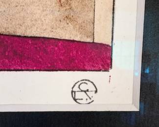 Erte monogram detail on Art Deco print