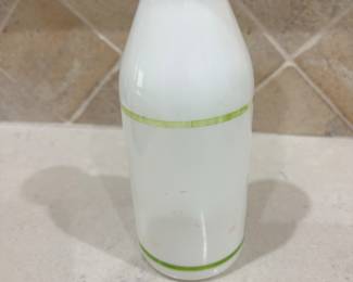Frosted glass bottle with green bands
