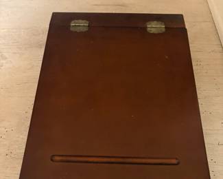 Wooden lap desk writing box with hinged lid