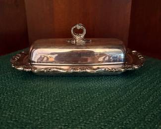 Silver plate covered butter dish