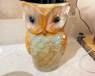 Ceramic drip glaze owl cookie jar