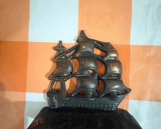 Cast iron clipper ship bookend or doorstop, nautical decor