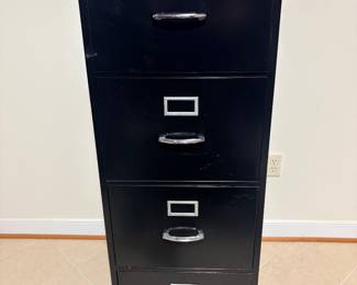 Black metal vertical file cabinet, four drawer