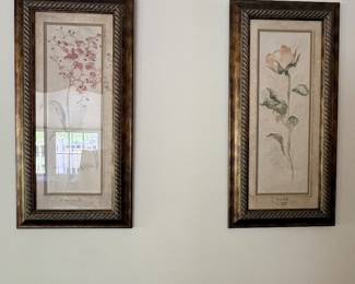 Pair of framed botanical floral art prints