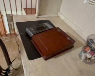 Wooden desk organizer box, alternate view
