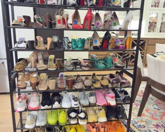 Rack of designer shoes and sneakers