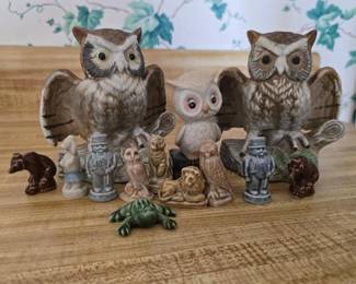 199 assortedceramicowlfigurinesandanima