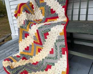 008 vintagelogcabinstylepatchworkquilt
