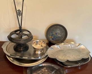 244 assortedvintagemetalservingpieces