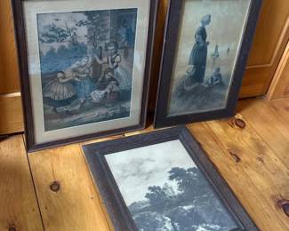 099 threevintageframedprintswithchildre