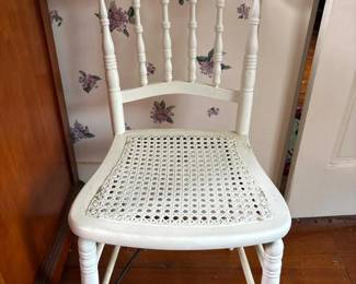 118 whitepaintedcaneseatsidechairvicto