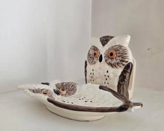 182 owlshapedceramicdishandnapkinholde
