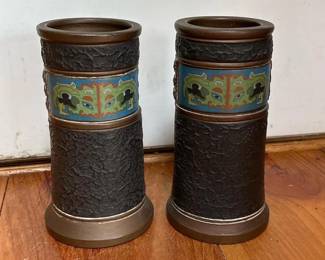 081 pairoftokanabepotteryvaseswithenam