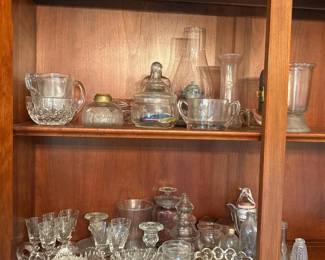 241 assortedvintageclearpressedglassware