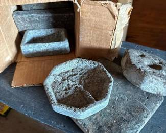 312 groupofprimitivestonecarvedbowlsan