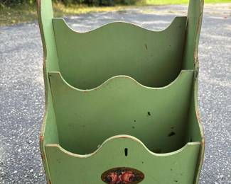 363 paintedwoodletterrackwithscalloped