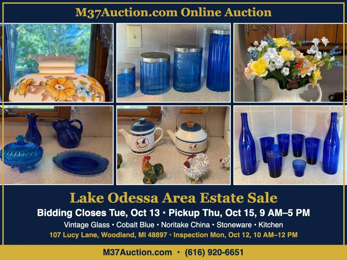 Lake Odessa Area Online Auction – Bidding Closes Tuesday, Oct 13 – Pickup Thursday, Oct 15, 9 AM–5 PM