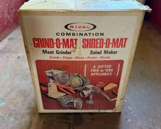 Rival Grind-O-Mat & Shred-O-Mat Combination Meat Grinder and Salad Maker - Original Box